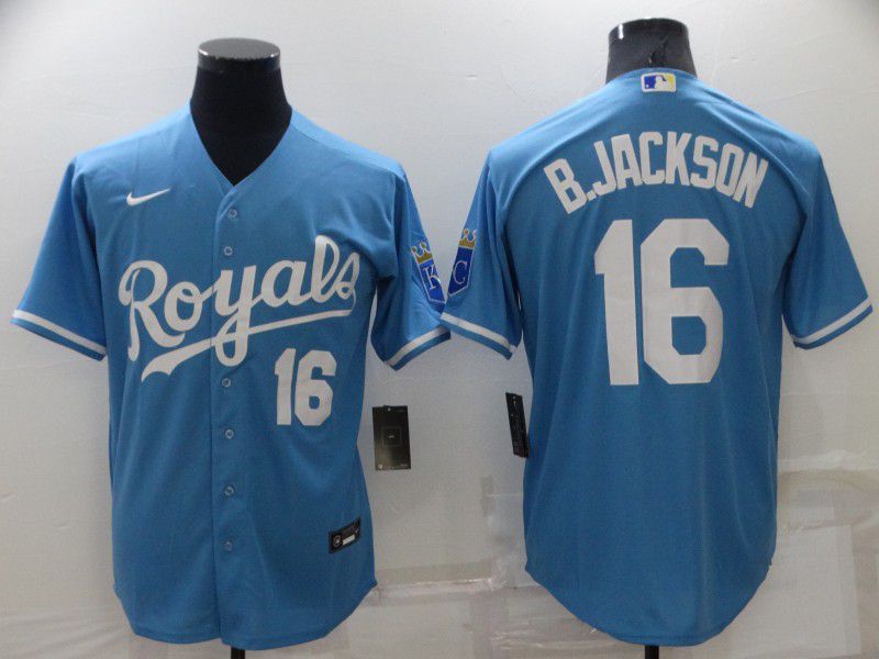 Men Kansas City Royals #16 B.Jackson Light Blue Game 2022 Nike MLB Jersey
